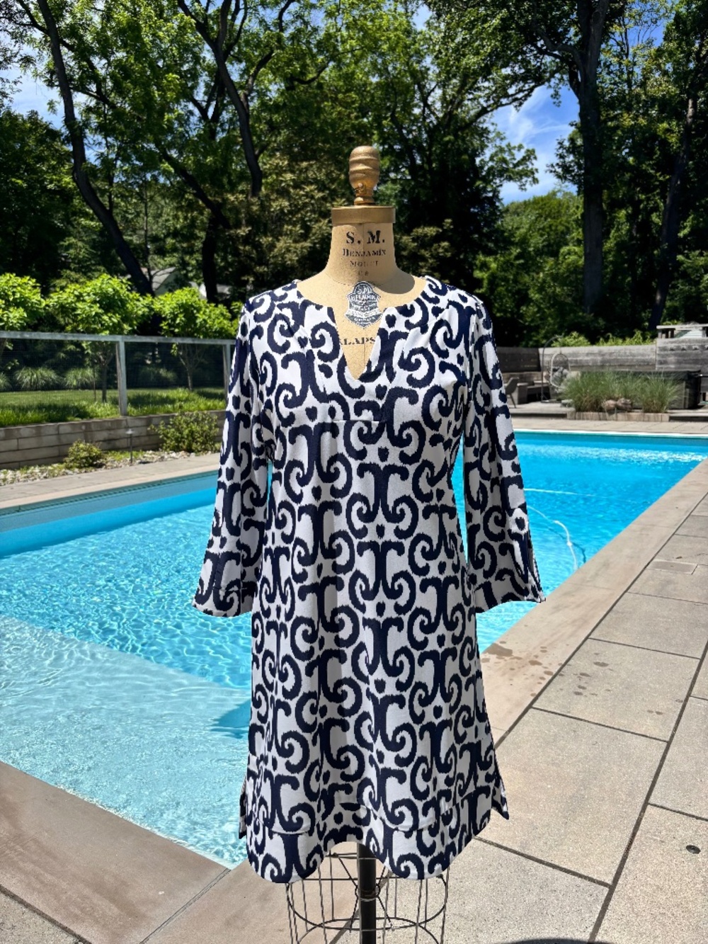 Jude Connally Navy Blue & White Shirtdress Size M